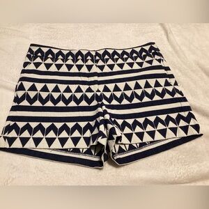 Ann Taylor Navy and White Geometric Bermuda Shorts